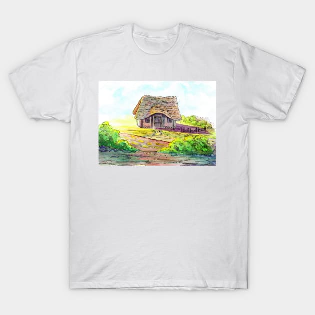 Anglo-Saxon Cozy Cottage T-Shirt by MariaCameliaArt